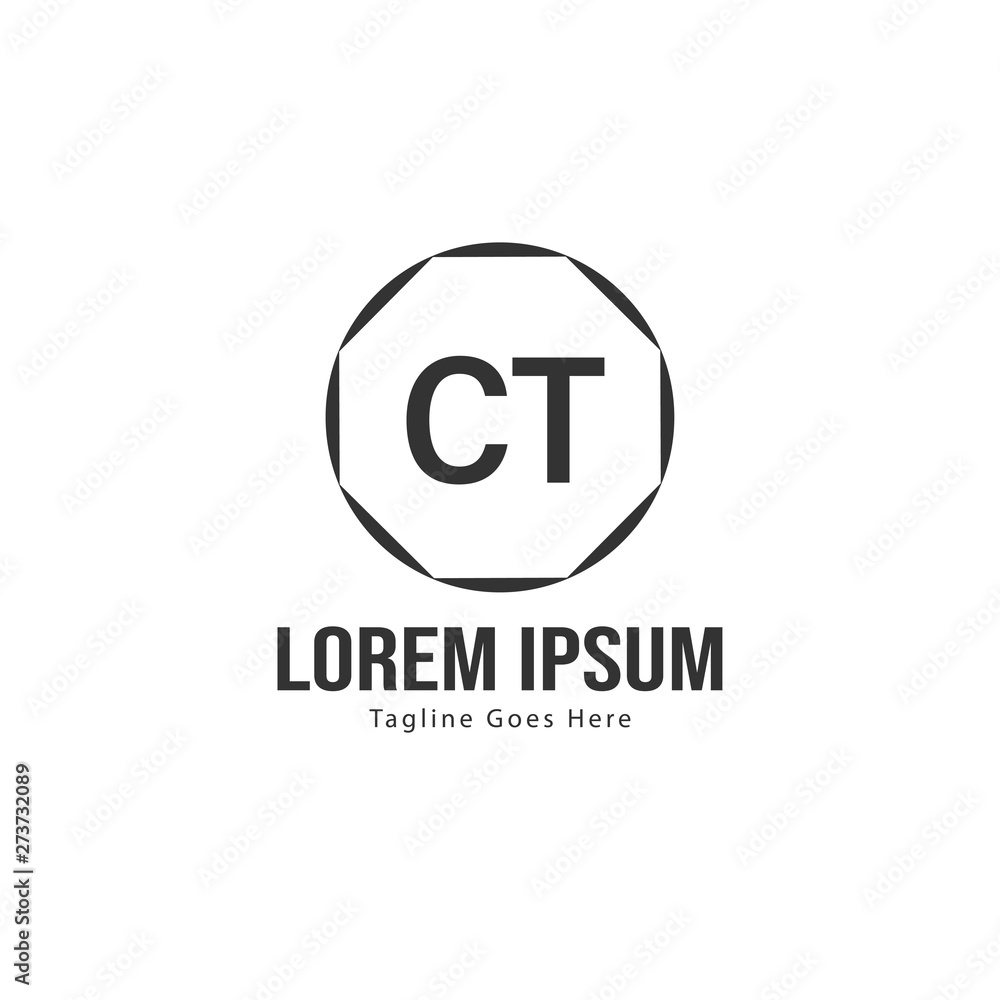Initial CT logo template with modern frame. Minimalist CT letter logo vector illustration Initial CT logo template with modern frame. Minimalist CT letter logo vector illustration