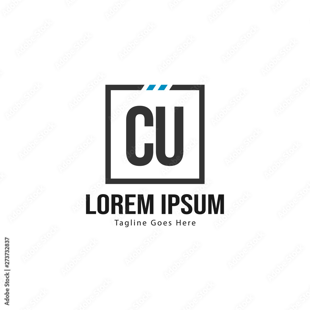 Initial CU logo template with modern frame. Minimalist CU letter logo vector illustration Initial CU logo template with modern frame. Minimalist CU letter logo vector illustration