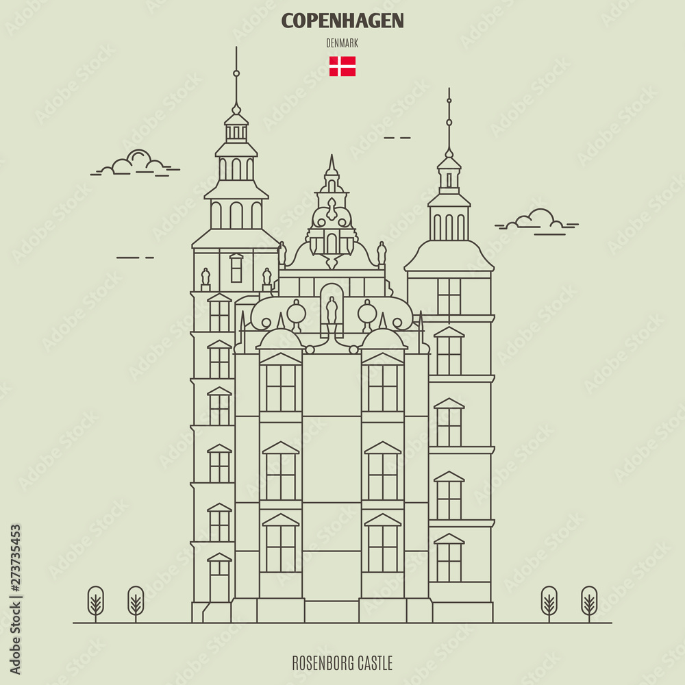 Rosenborg Castle in Copenhagen, Denmark. Landmark icon