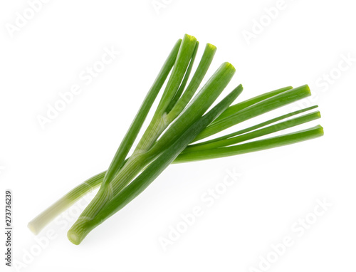 bunch of green onions isolated on white
