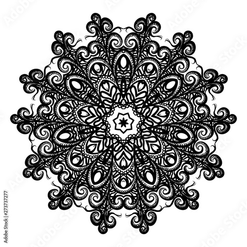 Mandala. for Design, Greeting Card, Invitation, Coloring Book. Arabic, Indian, Motifs. Illustration on White Background