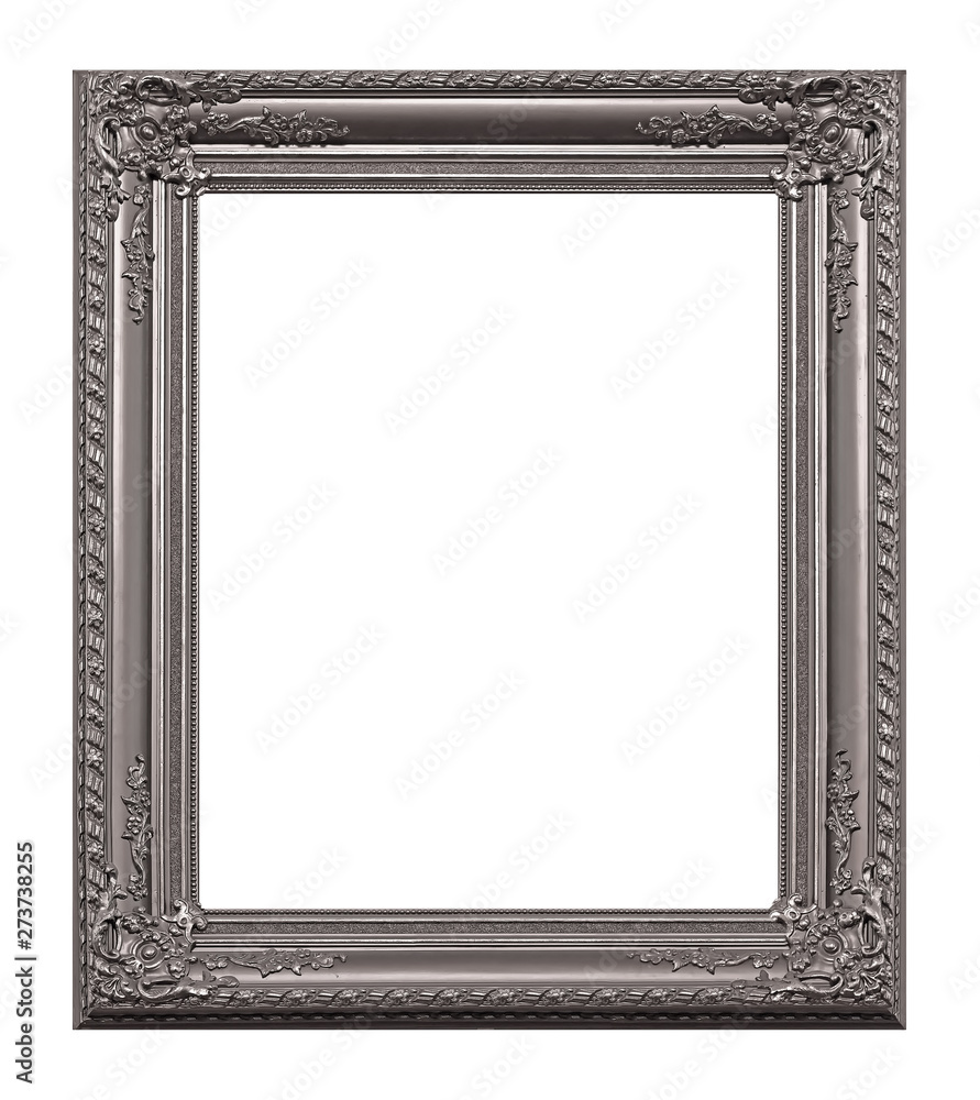 Silver frame for paintings, mirrors or photo isolated on white background. Design element with clipping path Silver frame for paintings, mirrors or photo isolated on white background. Design element with clipping path