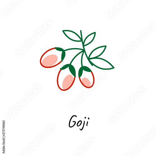 Goji berry icon vector illustration. Outline colored style.