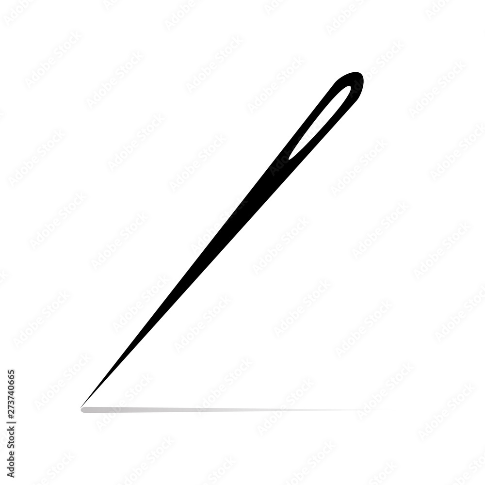 black needle icon, sewing vector