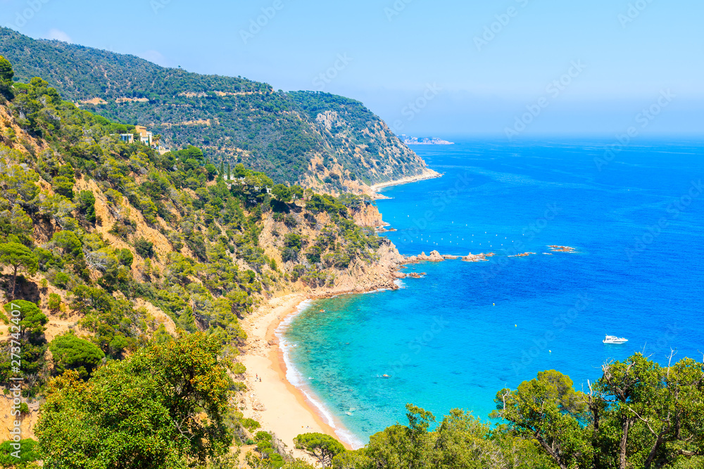 View of sea bay with beach, Costa Brava, Spain