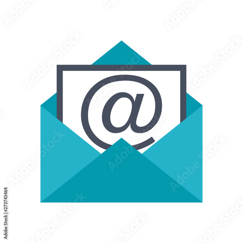 Open envelope pictogram isolated on white background