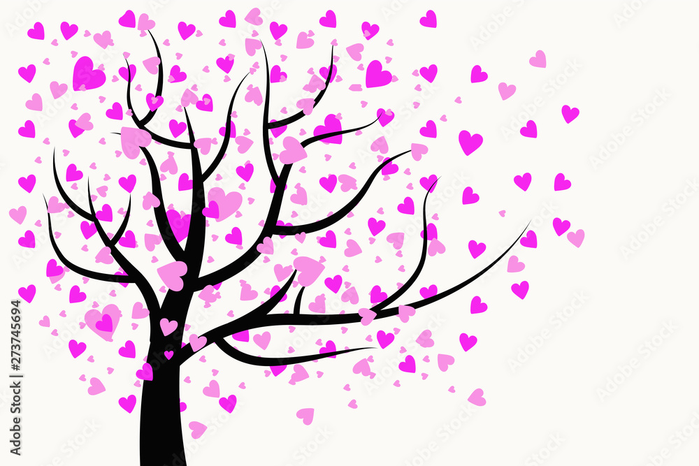 Fototapeta premium valentine's day love romantic happy gift card print heart tree