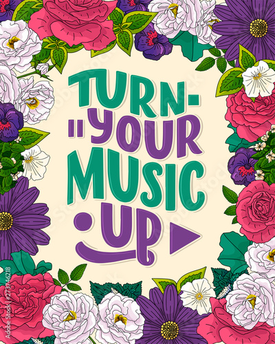 Quote about music. Hand dra...