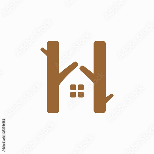 home logo that forms a wood