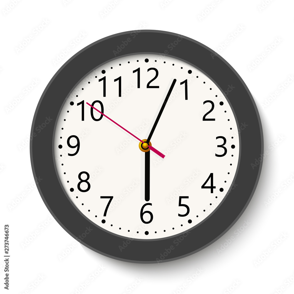 Realistic black wall watch. Vector. Realistic black wall watch. Vector.