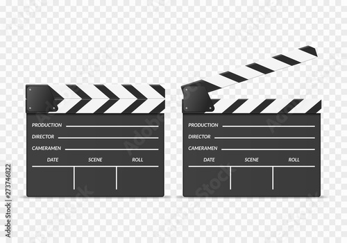 Realistic 3d Detailed Clapper Boards Set. Vector