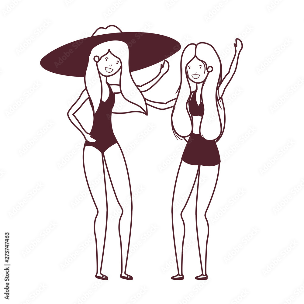 silhouette of women with swimsuit on white background silhouette of women with swimsuit on white background