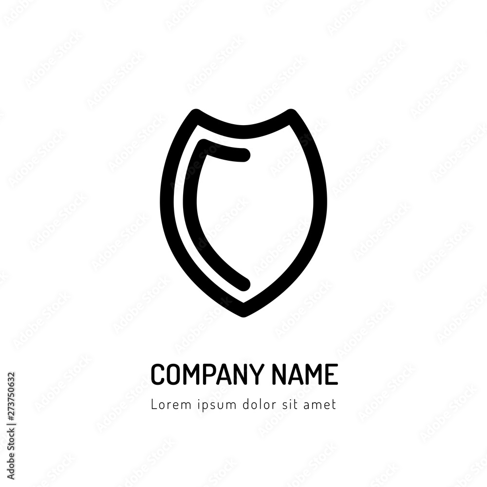 Logo shield outline icon vector isolated on white background Logo shield outline icon vector isolated on white background