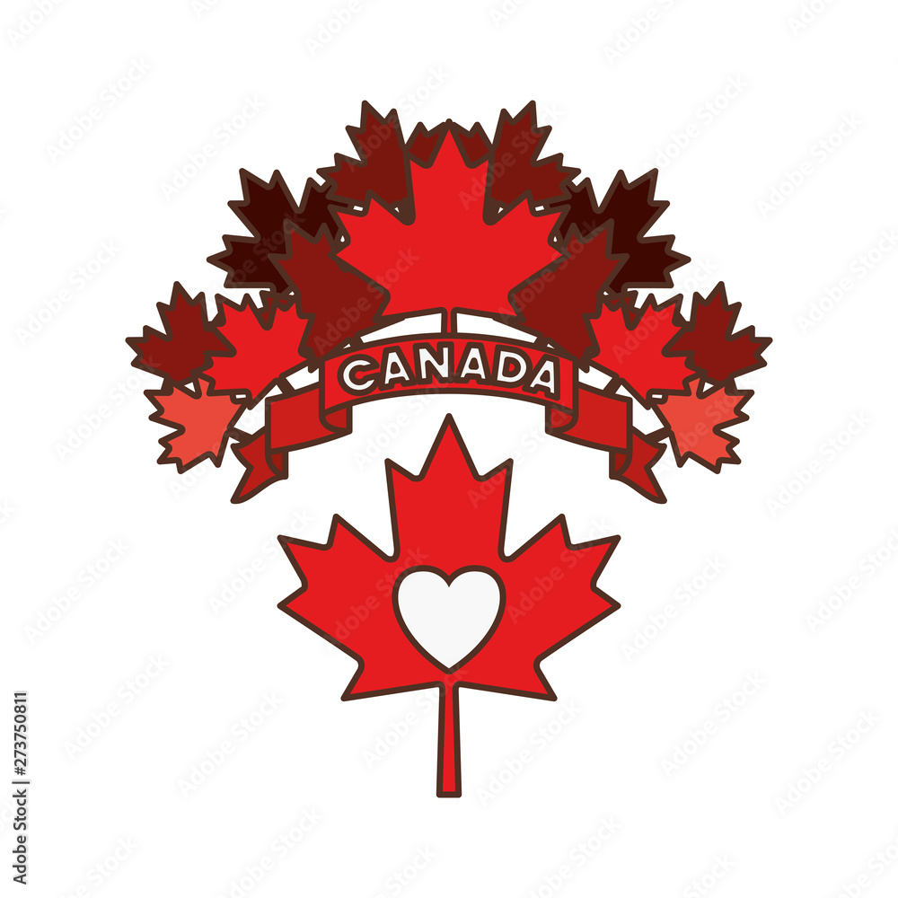 Maple leaf heart and canada symbol design Maple leaf heart and canada symbol design