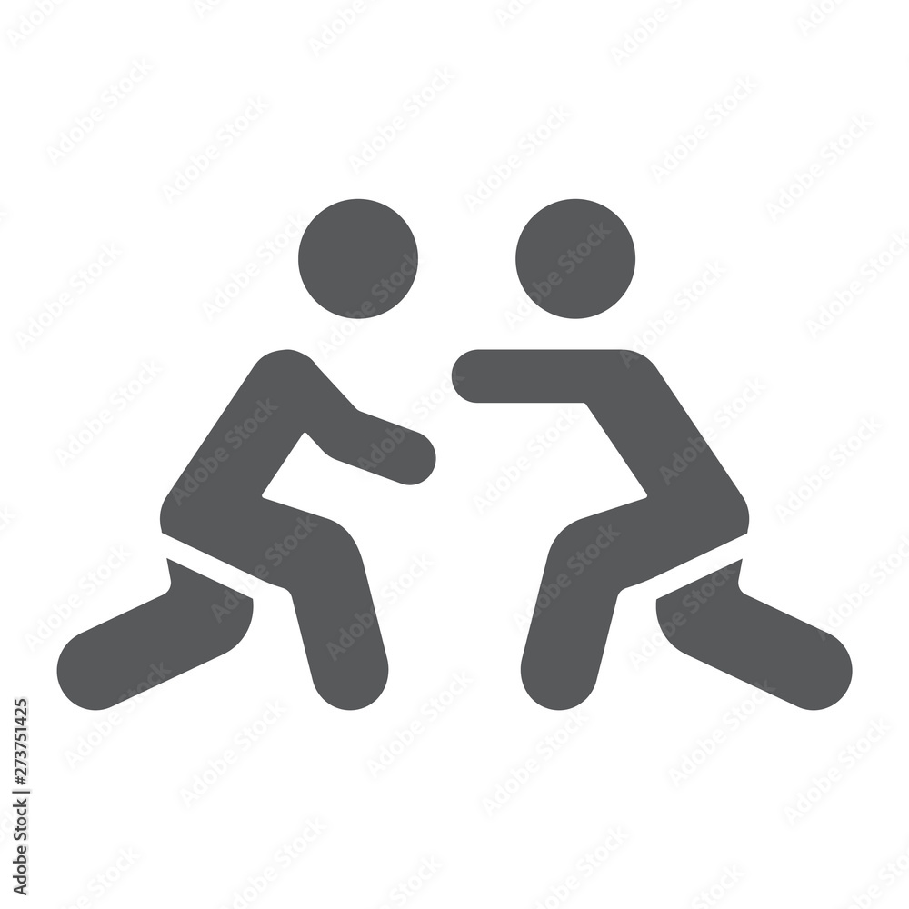 Wrestling glyph icon, sport and combat, wrestlers fighting sign, vector graphics, a solid pattern on a white background. Wrestling glyph icon, sport and combat, wrestlers fighting sign, vector graphics, a solid pattern on a white background.
