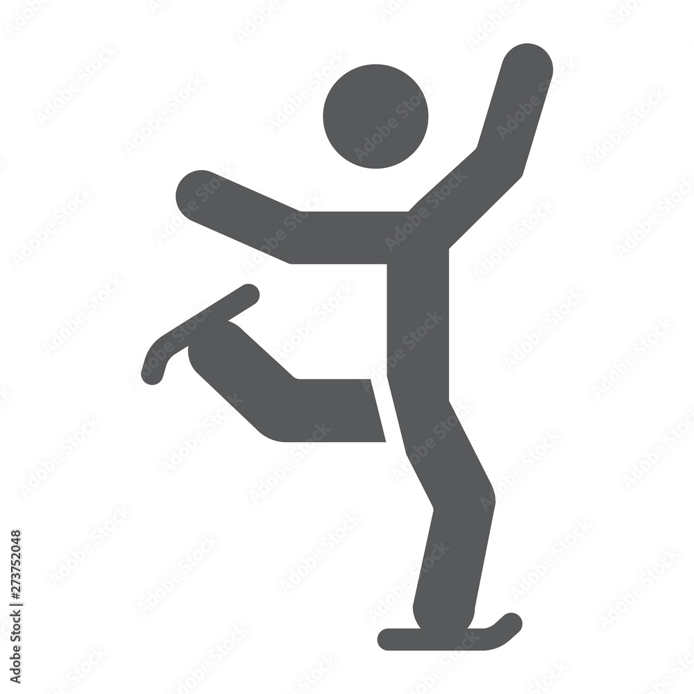 Figure skating glyph icon, sport and skate, ice skating sign, vector graphics, a solid pattern on a white background. Figure skating glyph icon, sport and skate, ice skating sign, vector graphics, a solid pattern on a white background.