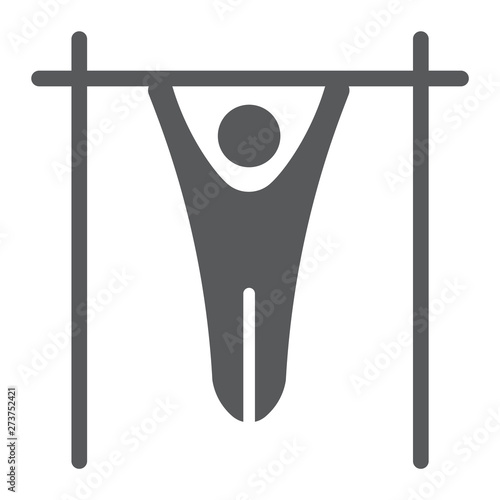 Pulling up men glyph icon, sport and training, street workout sign, vector graphics, a solid pattern on a white background.
