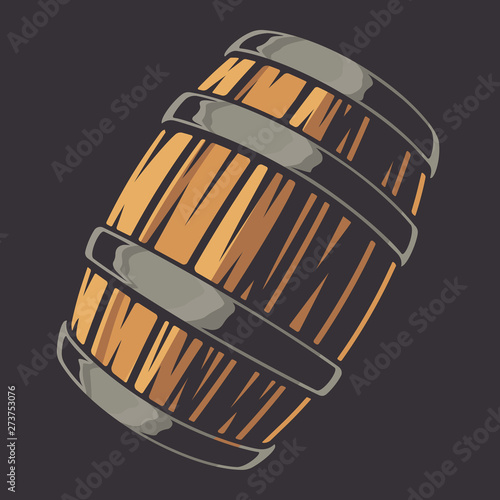 .Vector illustration of a beer barrel on a dark background
