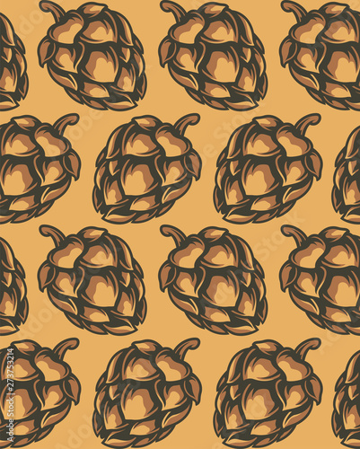 Seamless pattern of hop cones