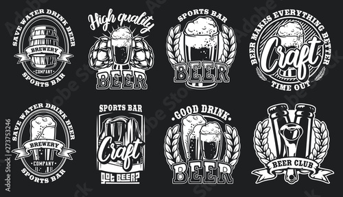 Set of illustrations of beer logos