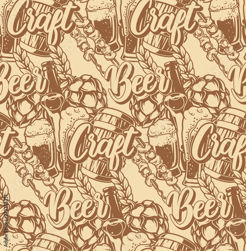 Seamless pattern with beer elements © Natalia