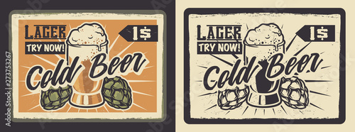 Vintage poster with a glass of beer.