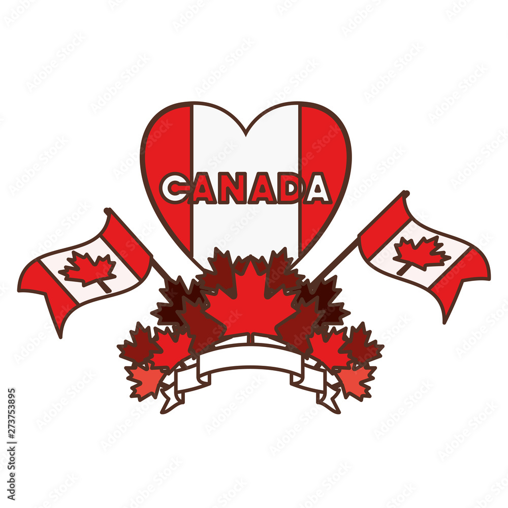 Fototapeta premium Maple leaf heart and canada symbol design