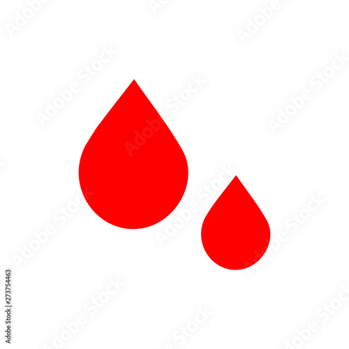 Flat drop icon for various projects. Minimal vector drop icon. Isolated red drop icon on white background.
