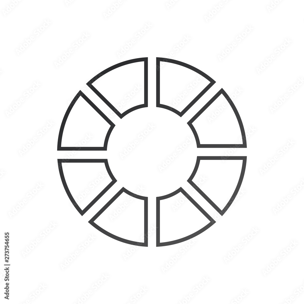 Infographic circle. Process chart. Vector diagram with 8 options. Can be used for graph, presentation, report, step options, web design. Linear design. Infographic circle. Process chart. Vector diagram with 8 options. Can be used for graph, presentation, report, step options, web design. Linear design.