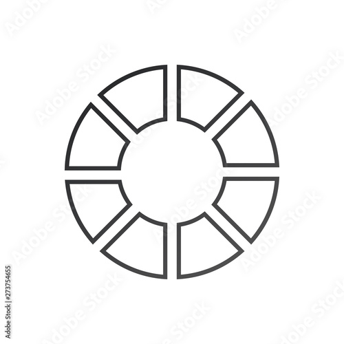 Infographic circle. Process chart. Vector diagram with 8 options. Can be used for graph, presentation, report, step options, web design. Linear design.
