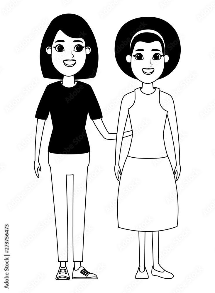 women avatar cartoon character portrait in black and white women avatar cartoon character portrait in black and white
