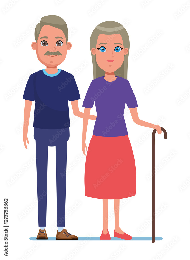 Obraz premium elderly people avatar cartoon character