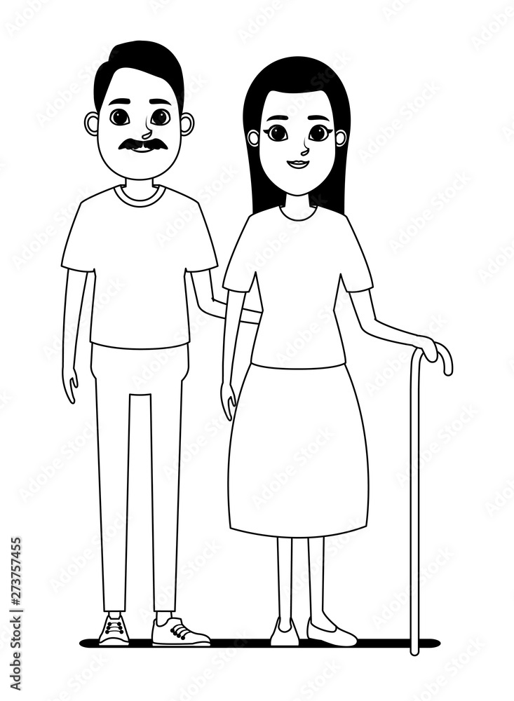 elderly people avatar cartoon character in black and white elderly people avatar cartoon character in black and white