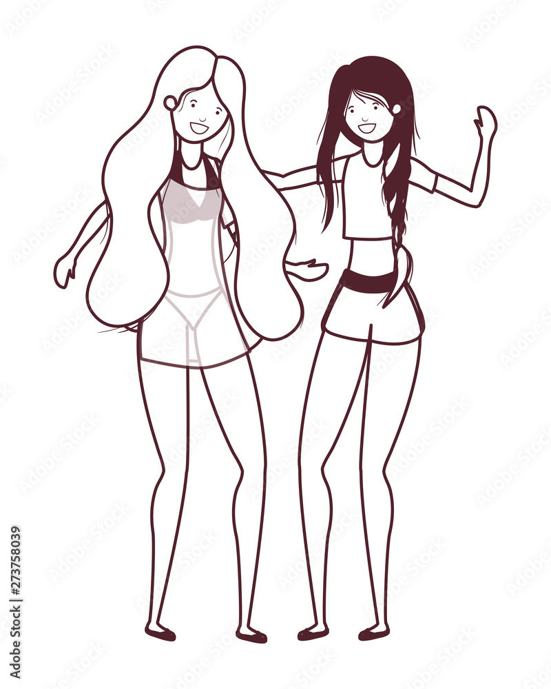 silhouette of women with swimsuit on white background silhouette of women with swimsuit on white background