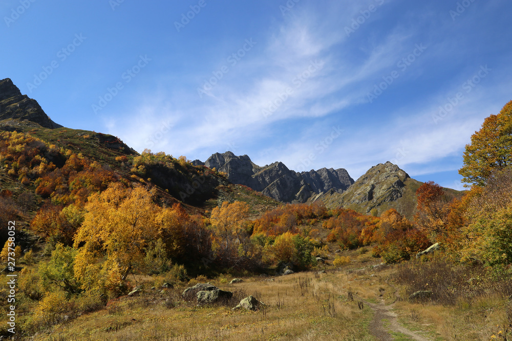 Autumn landscape in the Caucasus Mountains
