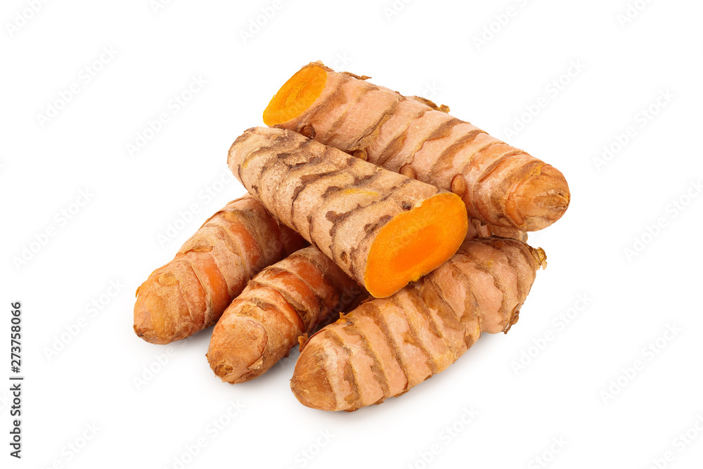 turmeric root isolated on white background closeup turmeric root isolated on white background closeup