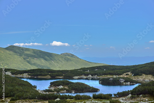 Glacial lakes and a tourist trail in the Tatra Mountains in Poland..