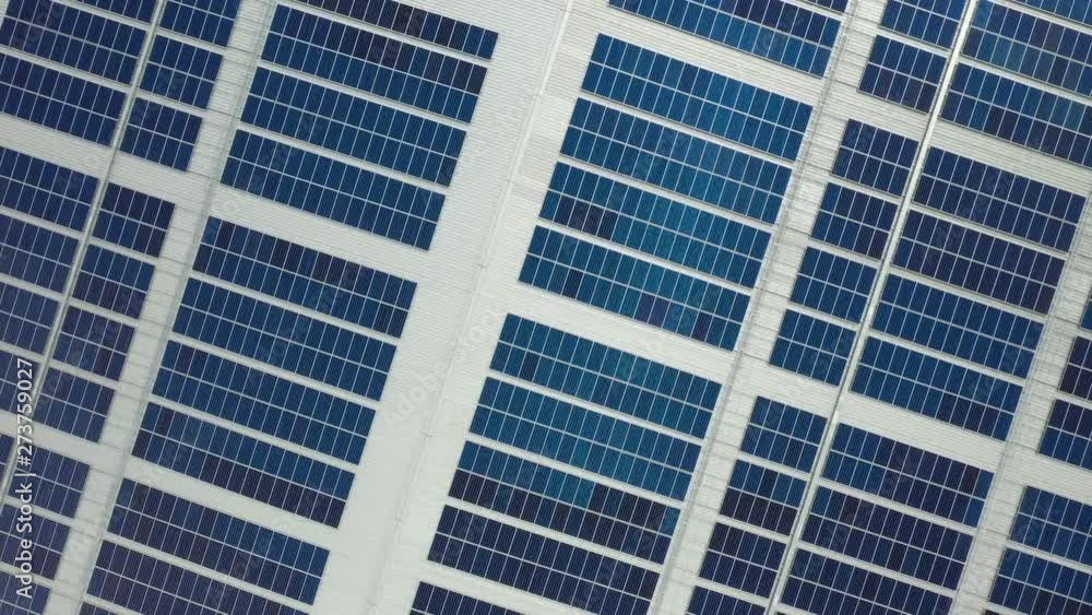 The top view of the solar cells on the roof taken with the drones The top view of the solar cells on the roof taken with the drones