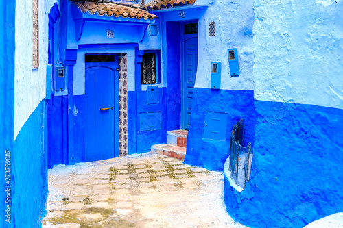 Chefchaouen, a city with blue painted houses. A city with narrow, beautiful, blue streets © Natallia