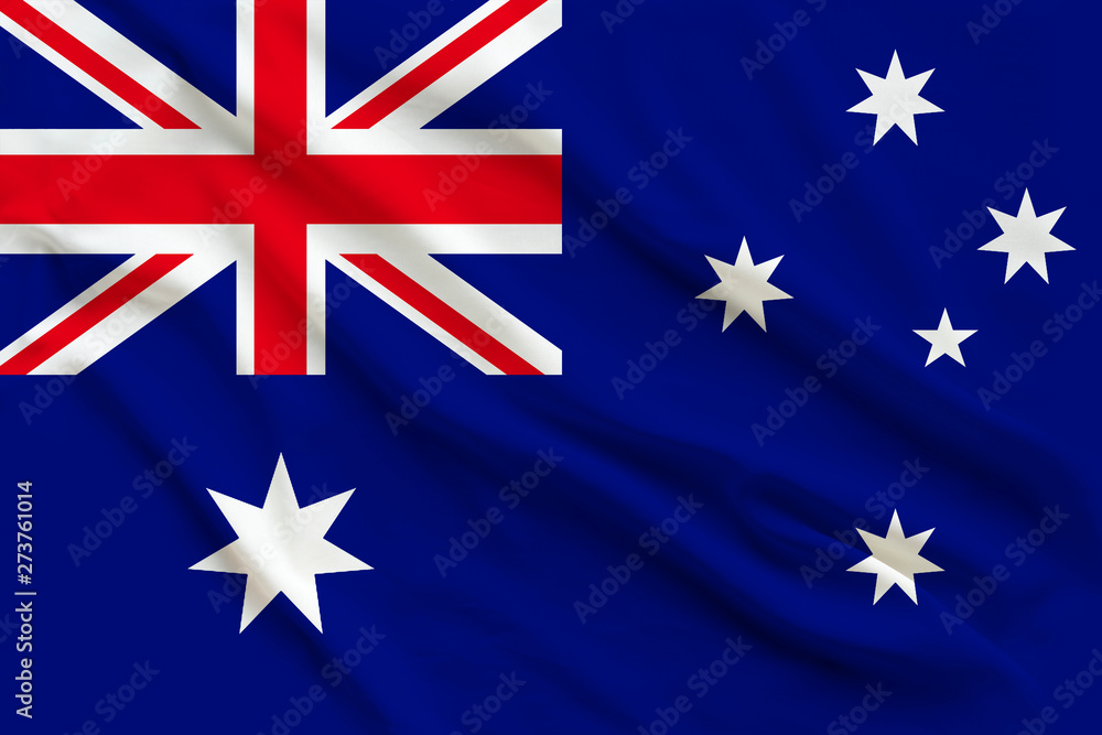 Fototapeta premium beautiful australia flag on delicate silk with soft folds in the wind