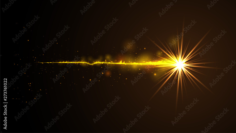 Fire comet flying. Shining lights in motion with small particles. - obrazy, fototapety, plakaty 