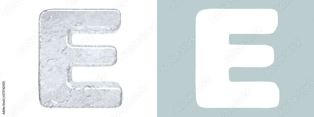 Ice Alphabet. Capital letter E isolated on white Ice Alphabet. Capital letter E isolated on white