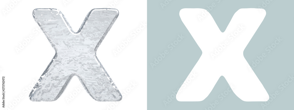 Obraz premium Ice Alphabet. Capital letter X isolated on white