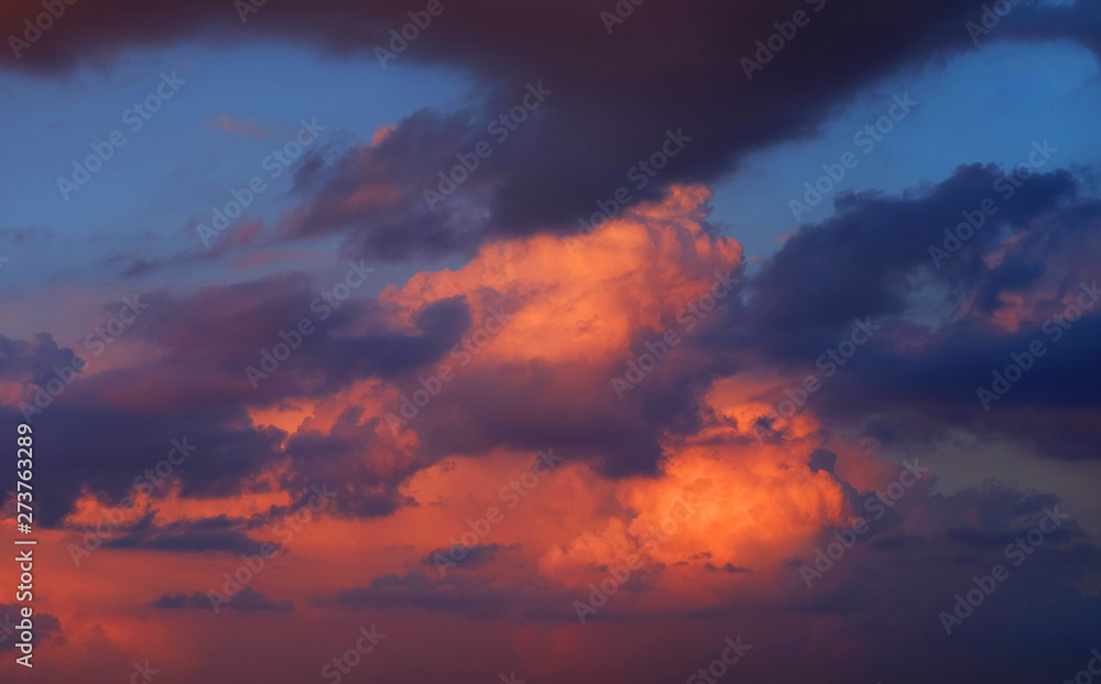 sky and clouds on an evening summer day at sunset