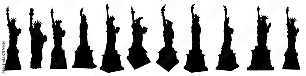 The Statue of Liberty silhouette set, national attribute and symbol. Vector