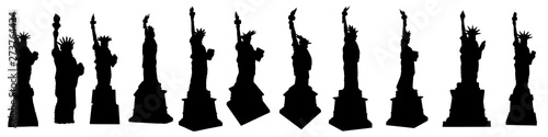 The Statue of Liberty silhouette set, national attribute and symbol. Vector