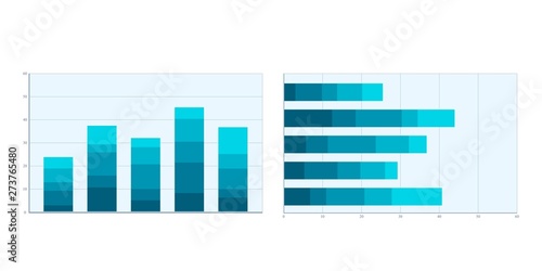 vertical and horizontal stacked bar chart. vector graphic image