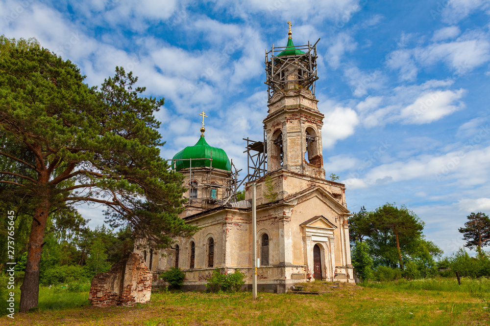 Restored ancient temple in the city of Torzhok Tver region of Russia