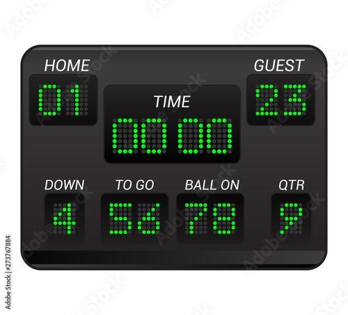 Scoreboard vector score board digital display football soccer sport team match competition on stadium illustration set of score-board championship information isolated on white background