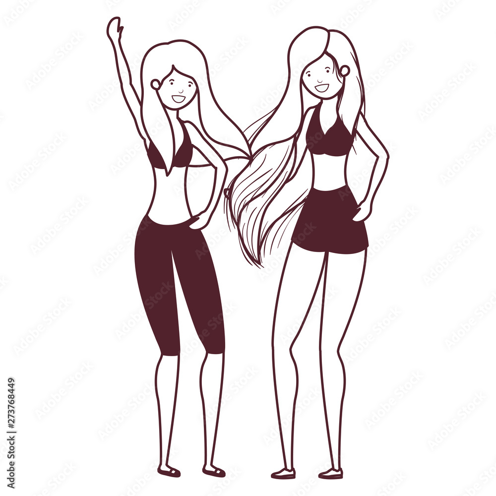 silhouette of women with swimsuit on white background silhouette of women with swimsuit on white background